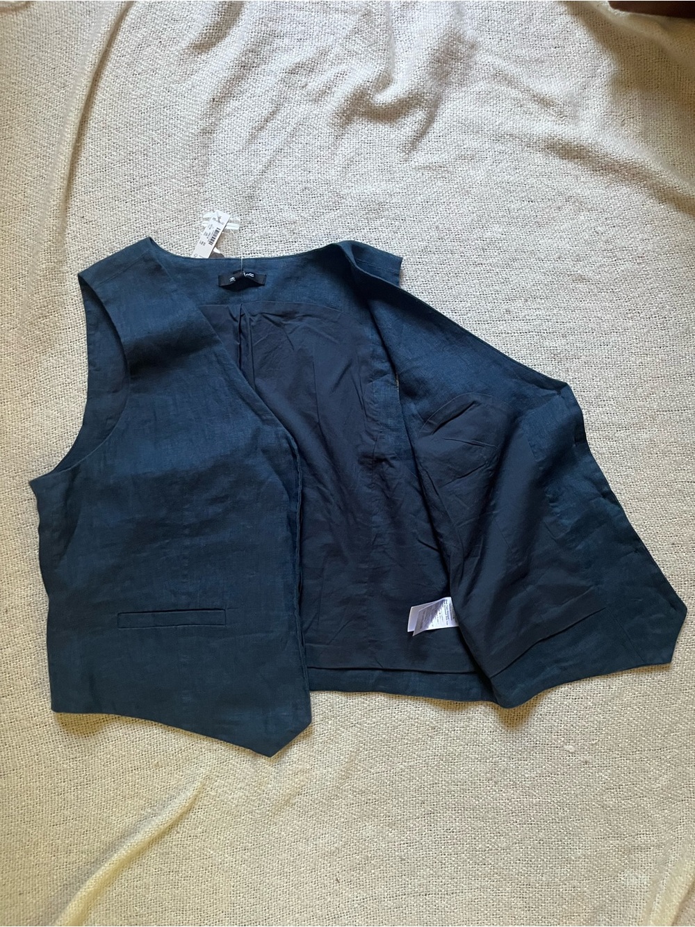 Madewell Midnight Navy Lined Linen Vest - Picture 7 of 9